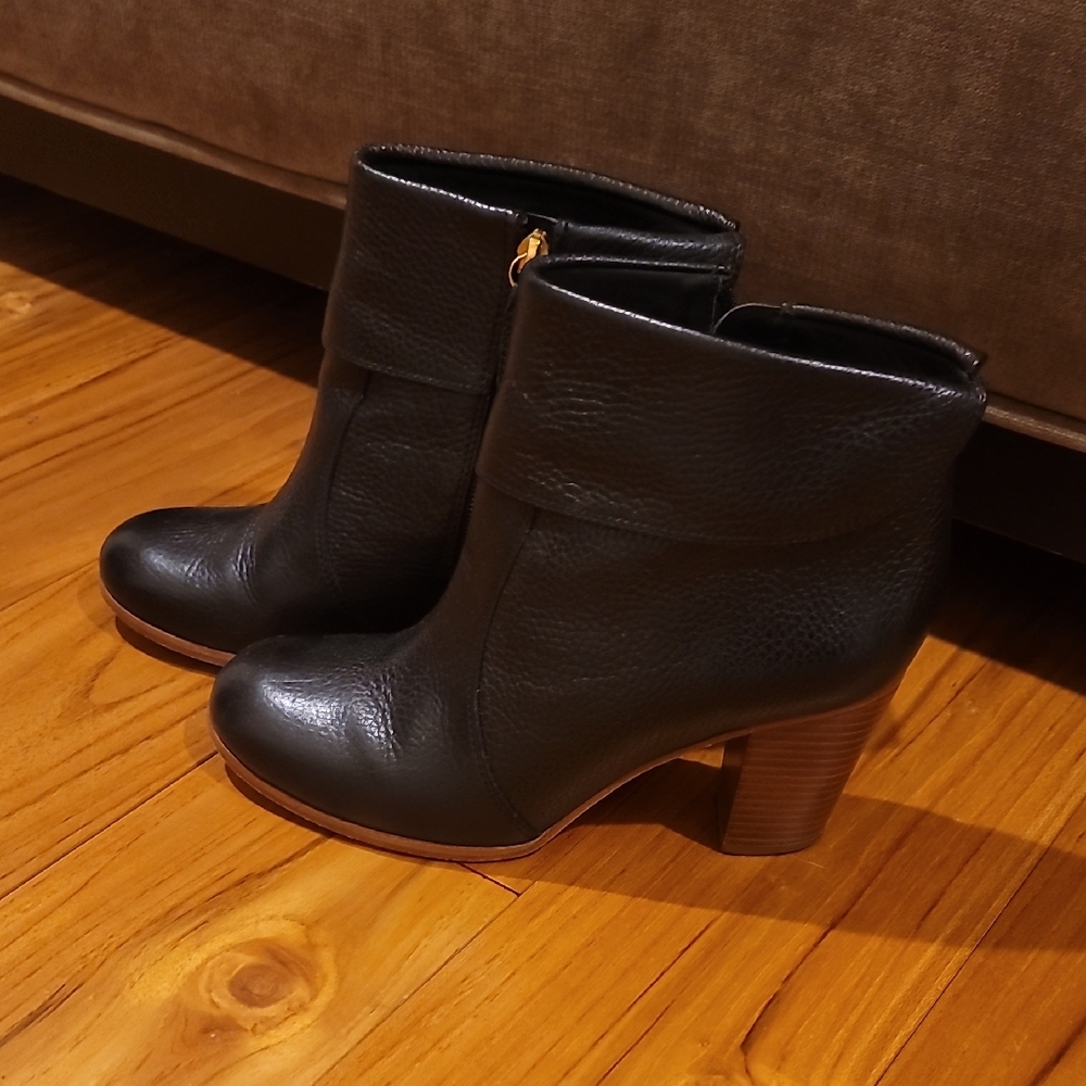 Kate Spade Black Ankle Boots with Wooden Heel